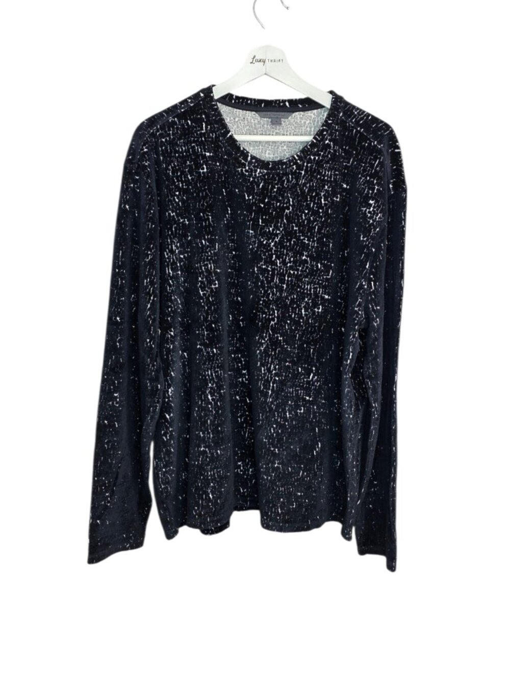 John Varvatos Mens Saudades Regular Fit Crew Neck Sweater, Velvet, Black,Size XL